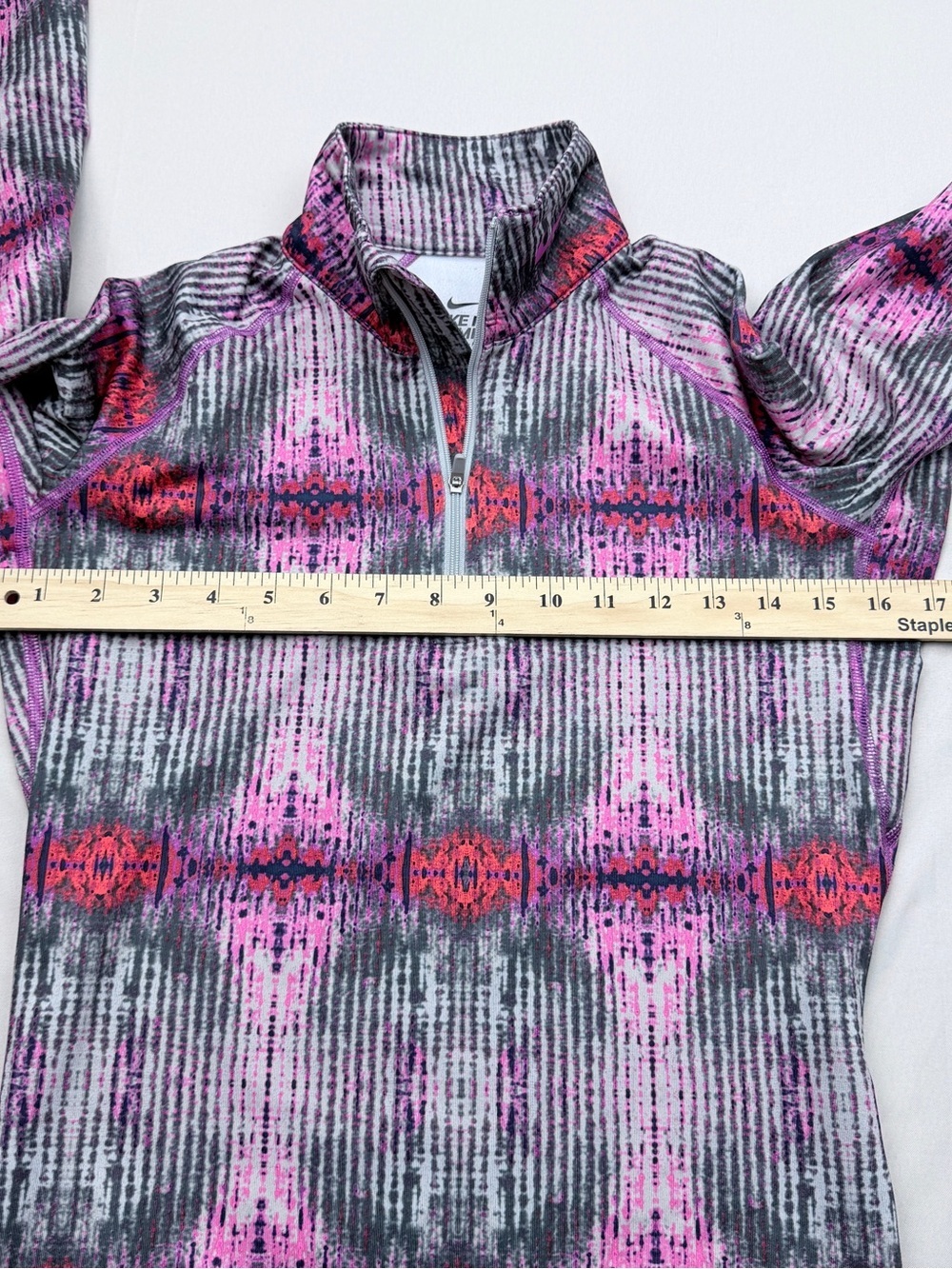 Nike Women's Pro Combat Dri-Fit Fitted Patterned Half-Zip Pullover - Picture 5 of 10